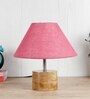 Devansh Wood Table Lamp With Pink Jute Shade