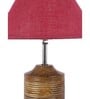 Devansh Wood Table Lamp With Pink Jute Shade