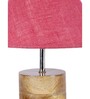 Devansh Wood Table Lamp With Pink Jute Shade