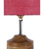 Devansh Wood Table Lamp With Pink Jute Shade