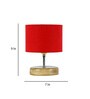 Devansh Wood Table Lamp With Red Cotton  Shade
