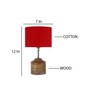 Devansh Wood Table Lamp With Red Cotton  Shade