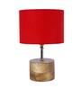 Devansh Wood Table Lamp With Red Cotton Shade