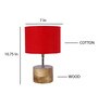 Devansh Wood Table Lamp With Red Cotton Shade