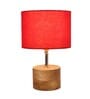 Devansh Wood Table Lamp With Red Cotton Shade