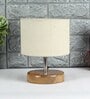 Devansh Wood Table Lamp With White Jute Shade