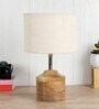 Devansh Wood Table Lamp With White Jute Shade