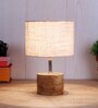 Devansh Wood Table Lamp With White Jute Shade