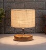 Devansh Wood Table Lamp With White Jute Shade