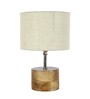 Devansh Wood Table Lamp With White Jute Shade