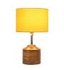 Devansh Wood Table Lamp With Yellow Cotton  Shade