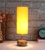 Devansh Wood Table Lamp With Yellow Cotton  Shade