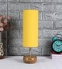 Devansh Wood Table Lamp With Yellow Cotton  Shade
