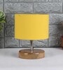 Devansh Wood Table Lamp With Yellow Cotton  Shade