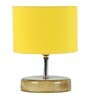 Devansh Wood Table Lamp With Yellow Cotton  Shade
