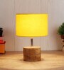 Devansh Wood Table Lamp With Yellow Cotton Shade