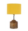 Devansh Wood Table Lamp With Yellow Cotton  Shade