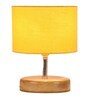 Devansh Wood Table Lamp With Yellow Cotton  Shade