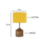 Devansh Wood Table Lamp With Yellow Cotton  Shade