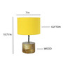 Devansh Wood Table Lamp With Yellow Cotton Shade