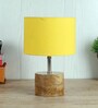 Devansh Wood Table Lamp With Yellow Cotton Shade