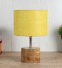 Devansh Wood Table Lamp With Yellow Jute Shade