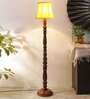 Yellow Cotton Wooden floor Lamp