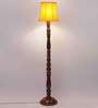 Yellow Cotton Wooden floor Lamp