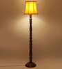 Yellow Cotton Wooden floor Lamp