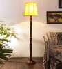 Yellow Cotton Wooden floor Lamp