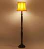 Yellow Cotton Wooden floor Lamp