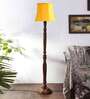 Yellow Cotton Wooden floor Lamp
