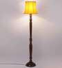 Yellow Cotton Wooden floor Lamp