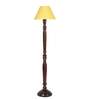 Yellow cotton conical wooden floor lamp