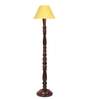Yellow cotton conical wooden floor lamp