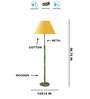 Devansh Yellow cotton Drum shade with   floor lamp with wood base .-