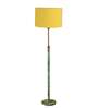 Devansh Yellow cotton Drum shade with   floor lamp with wood base .-