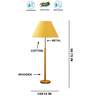 Devansh Yellow cotton Drum shade with   floor lamp with wood base .-