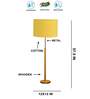 Devansh Yellow cotton Drum shade with   floor lamp with wood base .-