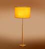 Devansh Yellow cotton Drum shade with   floor lamp with wood base .-
