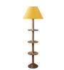 Devansh Yellow cotton Drum shade with   floor lamp with wood base .-