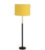 Devansh Yellow cotton Drum shade with   floor lamp with wood base .-