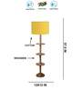Devansh Yellow cotton Drum shade with   floor lamp with wood base