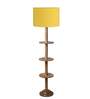 Devansh Yellow cotton Drum shade with   floor lamp with wood base