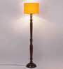 Yellow Cotton Wooden floor Lamp
