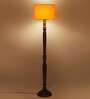 Yellow Cotton Wooden floor Lamp
