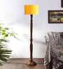 Yellow Cotton Wooden floor Lamp