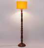 Yellow Cotton Wooden floor Lamp