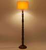 Yellow Cotton Wooden floor Lamp