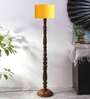 Yellow Cotton Wooden floor Lamp